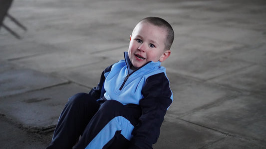 Kids Unisex 1/4 Zip Pullover Full Tracksuit - Sky Blue/ Navy