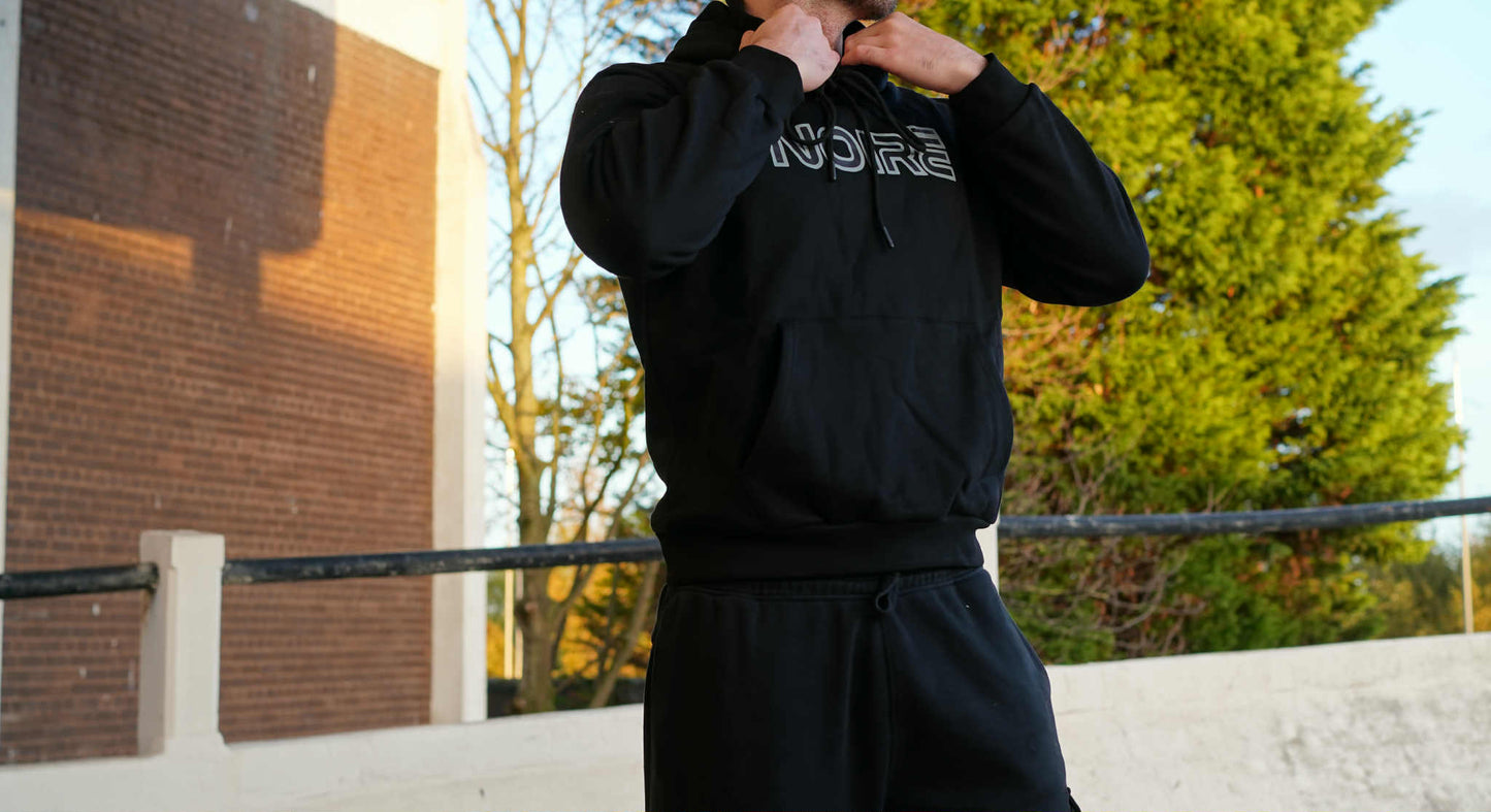Men's Black Hoodie - Grey outline