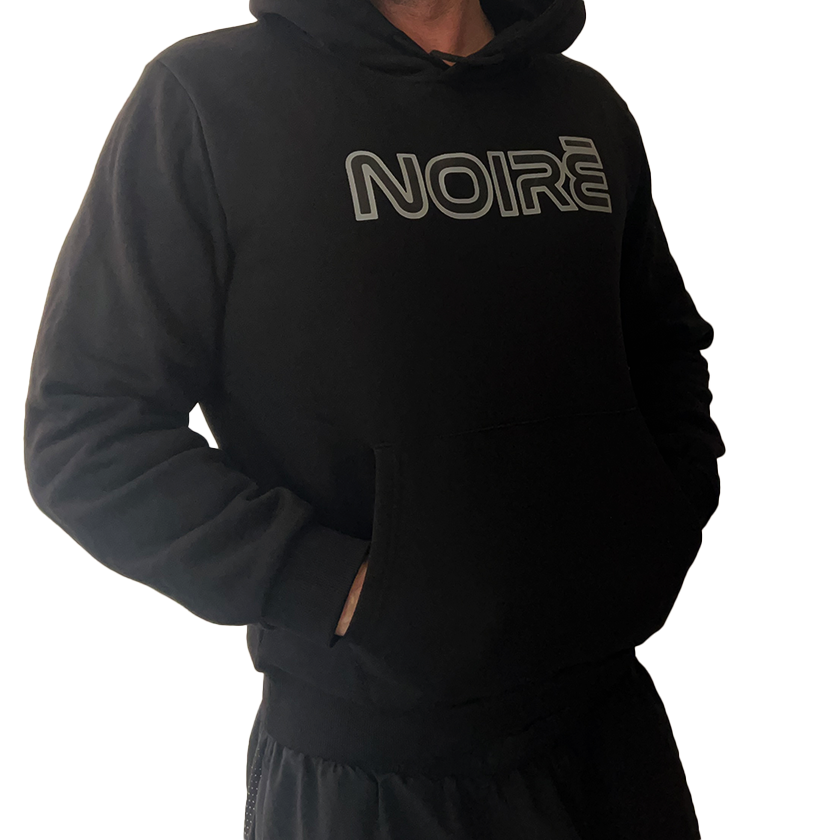 Men's Black Hoodie - Grey outline
