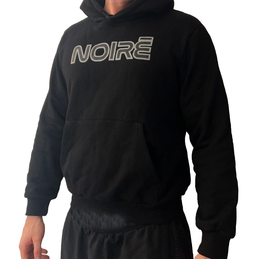 Men's Black Hoodie - Grey outline
