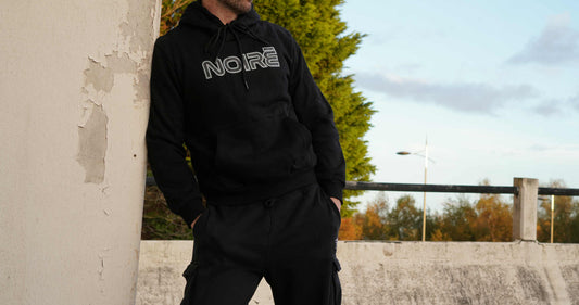 Men's Black Hoodie - Grey outline